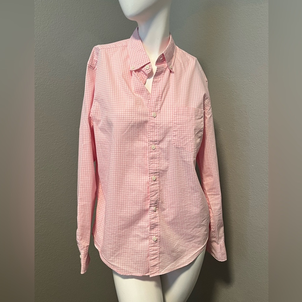 J. CREW Performance Women’s Slim Untucked Pink Gingham LS BD  Shirt Size M